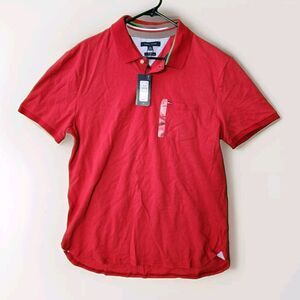 Tommy Hilfiger Polo Shirt Custom-Fit Mens XL Classic Red, Jean Accents Retro
